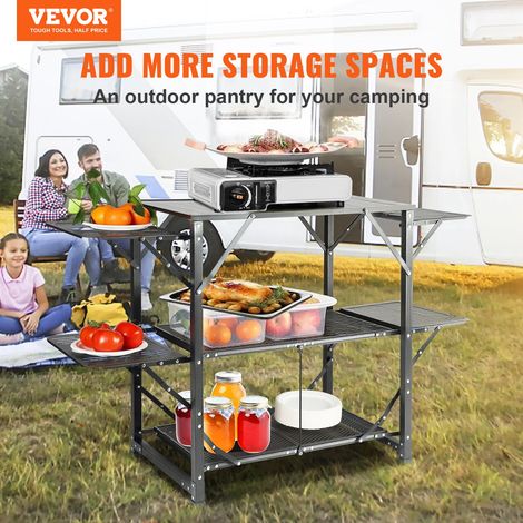 Cuisine de Camping 126 x 46 x 81 cm Table de Camping Pliable Structure en Alu avec 4 Tables d'Appoint Meuble de Cuisine avec Sac de… (1/5)