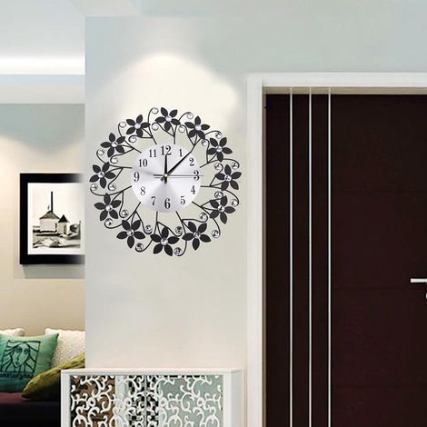 Moderne Metallwanduhr mit Kristallkristallen für Zuhause oder Büro, geräuschlose Metallwanduhr (1/5)