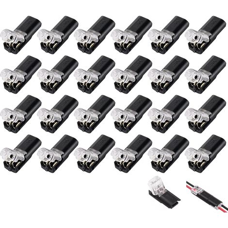 Connecteur étanche 24 pièces, 2 pôles, 12 V, connexion 2 fils, connecteurs électriques étanches 2 pôles, connecteurs rapides sans soudure pour câbles 18-22 AWG, fiche 2 fils pour voitures
