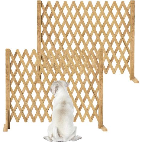 Lot de 2 panneaux de clôture extensibles en bois massif pour clôture de jardin, rétractable, autoportante, pour animaux domestiques, 34 à 160 cm (1/5)