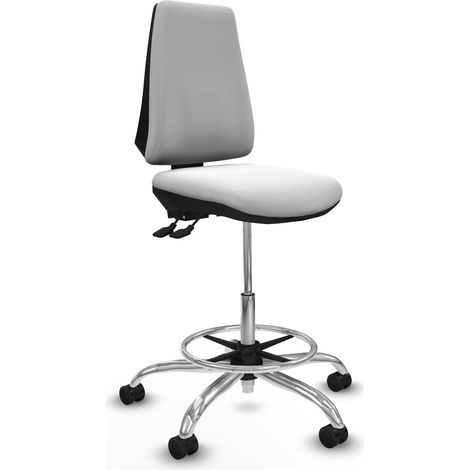 Taburete Elche AS bali blanco base cromada ruedas 65mm nailon