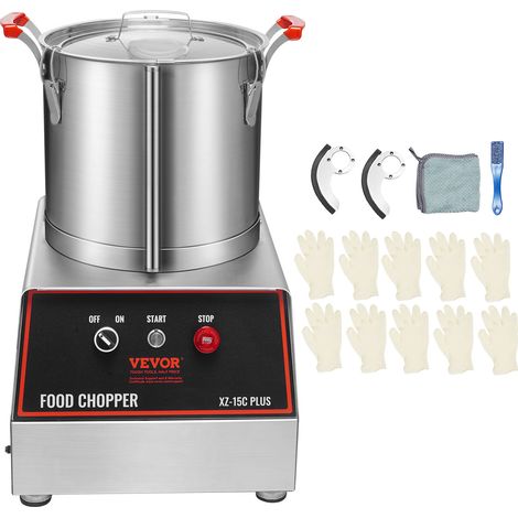 VEVOR Robot da Cucina 1400 W Tritatutto Capacita ca. 15 L Mixer Multifunzione Cucina in Acciaio Inossidabile Tritatutto Elettrico per Verdura Frutta Preparazione Culinaria Tritatutto Ristorante Hotel
