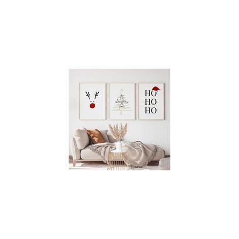 Lot de 3 posters de Noël, images d'hiver, décoration de Noël, images d'art de Noël, ornements de Noël, images modernes sans cadre, poster mural pour le salon et la chambre à coucher (20x30 cm) (1/5)