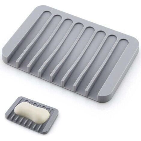 Pair (Gris) 1 porte-savon en silicone pour salle de bain, porte-savon de cuisine, porte-savon de douche, salle de bain, cuisine (1/4)