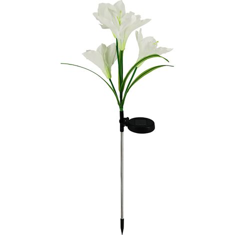 Lampes Solaire Fleur - 4 Unités - LED Changeantes Couleur - Étanche IP44 - Pour Jardin Terrasse Pelouse - Hauteur 74 cm (1/5)
