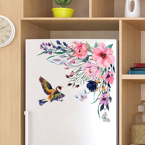 Stickers décoratifs pour la maison - Motifs de feuilles et de fleursConvient pour les réfrigérateurs, les stickers muraux (1/5)