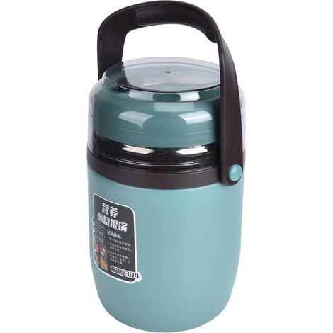 Insulated 304 Stainless Steel Food Container, 2L Stackable Leakproof Thermal Lunch Box with Wide Mouth Folding Spoon for Office Use (1/5)