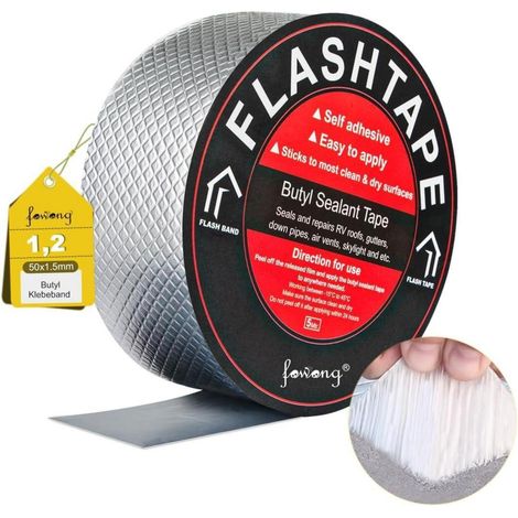 Wasserdichtes Butyl Klebeband 5cm x 5m Alufolie Dichtband Abdichten Reparatur (1/5)