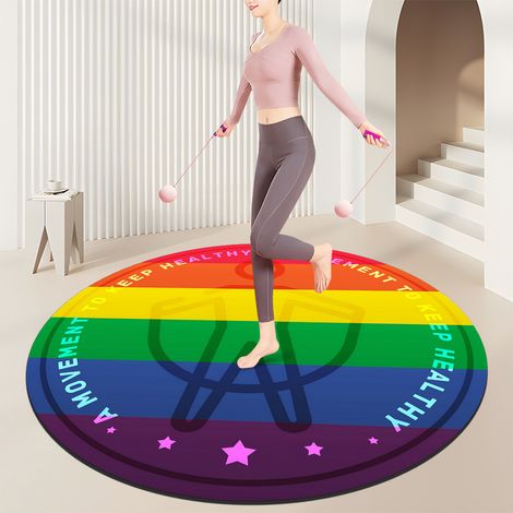 HSS-Tapis de gym à domicile, tapis absorbant les chocs et le bruit pour salles de sport,convient pour la corde à sauter et les exercices cardio - rond de 100 cm de diamètre-140x140cm