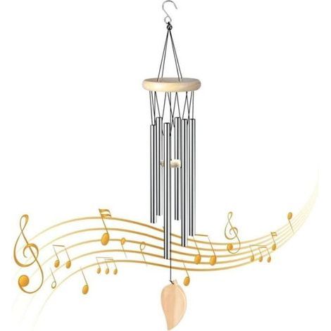 Carillon olien argent 1 pice 6 tubes en aluminium dcoration pour jardin maison terrasse et balcon LUNETTES DE SOLEIL (1/4)
