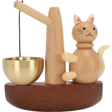 Cloches pour Bouton de Porte, Cloche de Chat en Bois, (1/5)