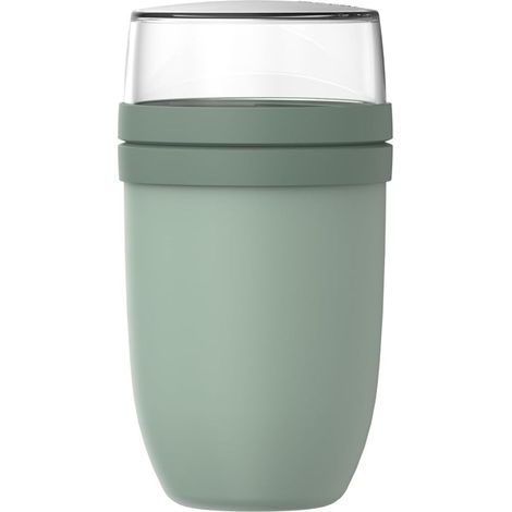 Pot à Déjeuner XL Ellipse - Pot à Yaourt et Muesli - Compartiments Séparés - Convient au Congélateur, au Micro-ondes et au Lave-vaisselle - 750 + 300 ml - Nordic sage (1/5)