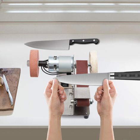 Mini-Bandschleifmaschine – Elektrische Bandschleifmaschine, 7-stufig einstellbar (geeignet für Metallbearbeitung, Werkzeugbau-Sets, Werkzeugschleifmaschinen, Heimwerker-Holzbearbeitung usw.)