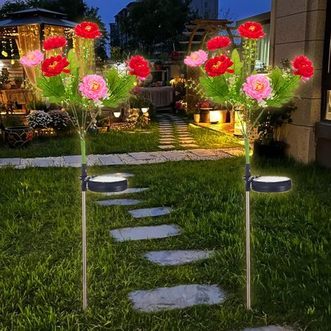 2er-Set Solarleuchten für den Außenbereich in Blumenform, wasserdicht IP65, Solar-Blumenlichter, dekorative Solarbeleuchtung für Garten, Balkon, Terrasse und Wege (1/5)