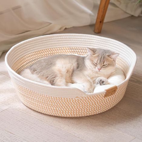 Cotton Rope Cat Bed, Washable Cushion, 47x47x15cm, Breathable Indoor Cat House (1/5)