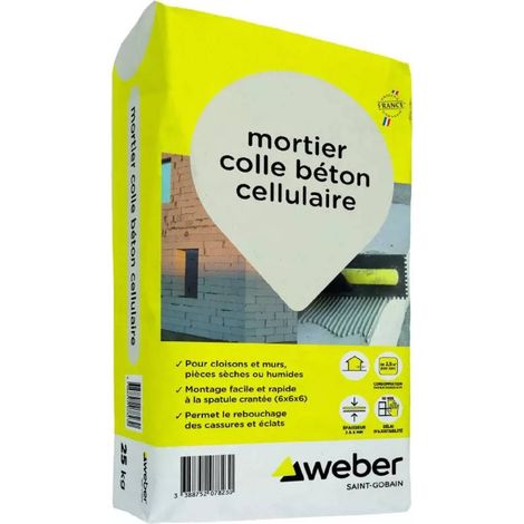 Weber Saint-Gobain Mortier-colle pour béton cellulaire 25 kg - pour blocs de béton cellulaire et carreaux de terre cuite