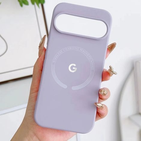 (Violet clair, Google Pixel 9) Coque de téléphone en silicone liquide, douce au toucher, compatible avec la recharge sans fil magnétique.