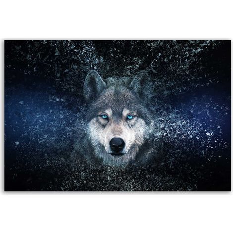 Tableau loup aux yeux bleus (1/5)
