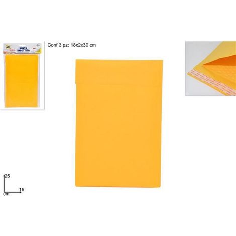 Trade Shop - Set 3 Pezzi Buste Imbottite Misura 15x25cm Spedizioni Postali Lettere Bolle Aria -