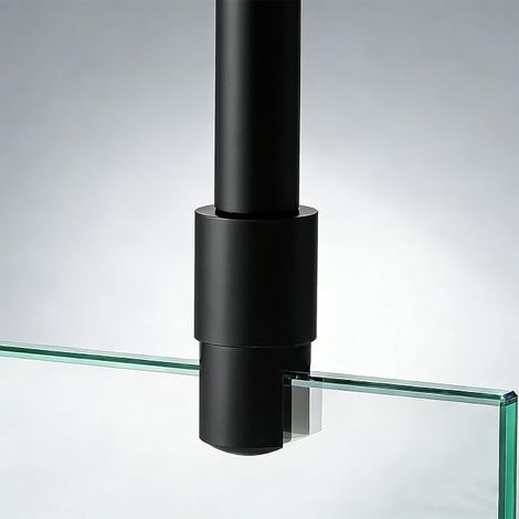 Barre de stabilisation en acier inoxydable - 50 cm - Pour parois de douche de 6 à 10 mm - Réglable à 360 ° - Avec pince à verre - Noir mat (1/5)