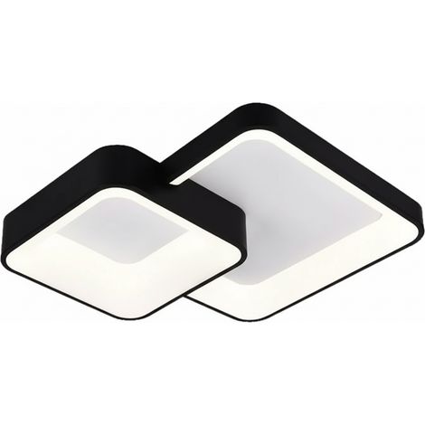 Plafoniera LED da Soffitto 58W 4640 Lumen – Design Moderno a Doppio Quadrato Nero – Luce Calda Naturale Fredda Selezionabile – Lampada LED Interni