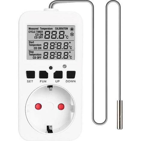 Digitale Temperaturregelungssteckdose, 16A Heizungs-Kühlthermostatsteckdose mit Sensor EU-Gewächshaussteckdose