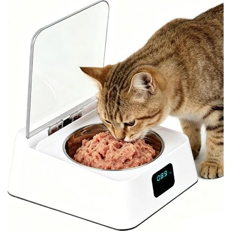 Automatic Wet Cat Food Dispenser, with Hinged Lid, Wet and Dry Food Dispenser, Automatic Food Dispenser for Small Dogs and Cats (1/5)