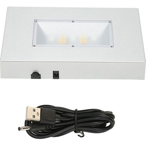 Socle Lumineux LED USB avec Modes d'Éclairage Multiples pour Présentoir Rectangulaire en Cristal Argenté (1/5)