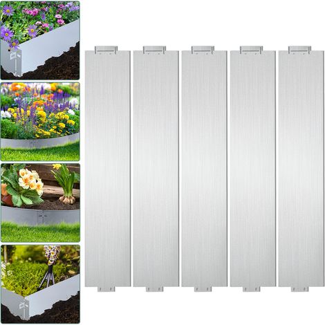 Wolketon Rasenkante 5m 100x18cm Metall Beetumrandung verzinkt Mähkante Beeteinfassung - Länge 5m Höhe 18cm Palisade