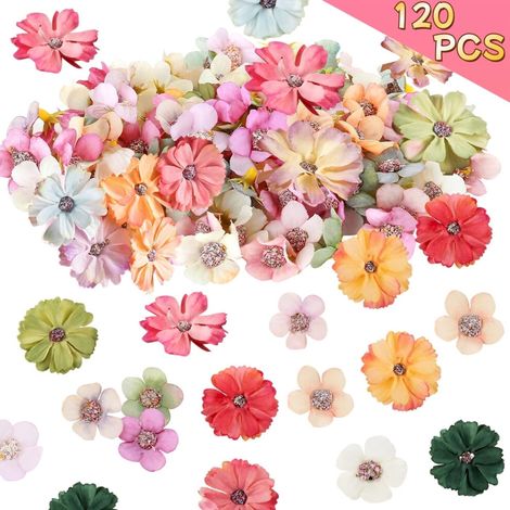 120 margaritas y peonías artificiales, hechas de tela de seda, perfectas para manualidades, coronas, bodas y decoraciones con temática de bosque encantado.