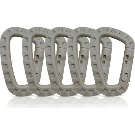 Ahlsen Karabiner 5er Set, Kunststoffkarabiner, Taktischer Karabiner, Militärkarabiner, Premium Hartplastikkarabiner, Robust, Multifunktionale D-Form (1/5)