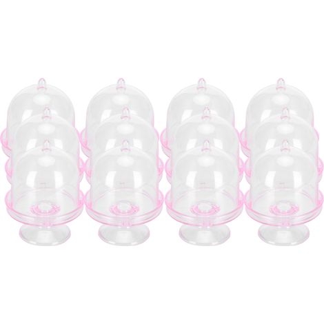 12 Pièces Mini Boîte à Bonbons Support Gâteau Plateau Cupcake Présentation avec Couvercle Fournitures de Fête Rose (1/5)