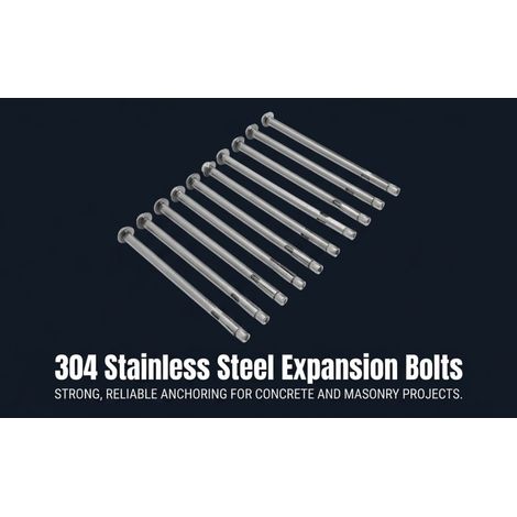 10 tasselli ad espansione M6x150mm in acciaio inox 304 con testa esagonale esterna per muri in blocchi di cemento e mattoni a secco. (1/5)