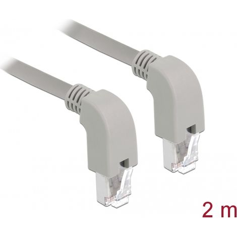 Delock Cable de red RJ45 Cat.6 S/FTP acodado hacia abajo / hacia abajo 2 m