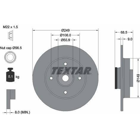 Lot de 2 Disques de frein Textar 92133303 CITROËN 1619237880 4246Z9 424934 426Z9