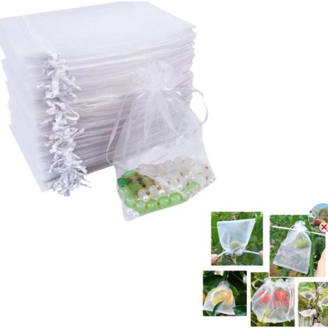 100 sacchetti con coulisse, sacchetti regalo in tulle, 10 x 15 cm, sacchetti portagioie per bomboniere a matrimoni, Natale, compleanni e altro ancora. (1/5)