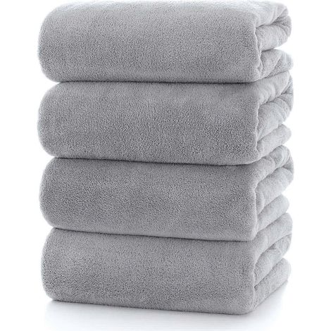 Lot de 4 serviettes de bain ultra douces, absorbantes, légères, à séchage rapide et résistantes, idéales pour la salle de sport, la plage et les voyages. (1/5)