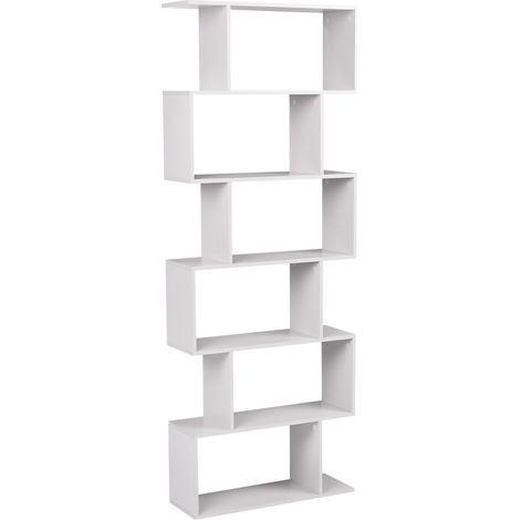 Libreria a 6 ripiani in truciolato con retro aperto design minimalista bianco sporco Valdosa