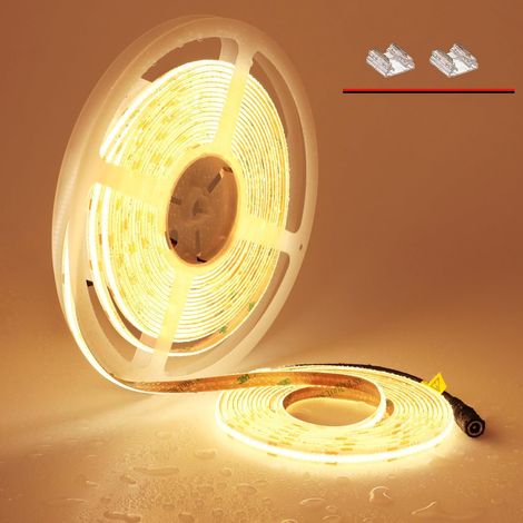 Ruban LED COB 10M Blanc Chaud 3000K 24V Étanche IP65 Extérieur (1/5)
