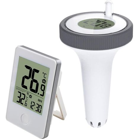 Thermomètre de piscine numérique sans fil, flottant, étanche IP67, avec récepteur de température numérique intérieur, portée jusqu'à 60 mètres, adapté aux piscines, salles de bains, aquariums, moniteu (1/5)
