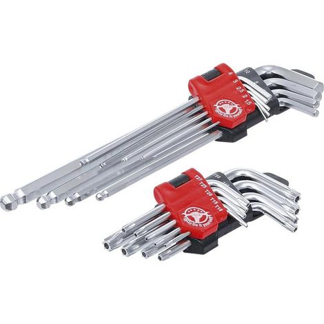 Jeu de Clés Allen Longues Profil T Torx T10-T50 - Six Pans Femelle 1,5-10 mm - 18 pcs - Précision et Robustesse - D-Work