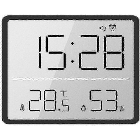 Horloge numérique électronique à écran LCD ultra-mince avec plaque arrière magnétique et capteur de température et d'humidité, adaptée aux réfrigérateurs muraux (version 0125). (1/5)