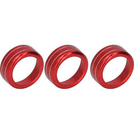 Anillo protector de aleación de aluminio rojo para botones de aire acondicionado, compatible con Mazda 3/6/Axela/CX-5/CX-8/CX-9/Atenza, paquete de 3 (1/5)