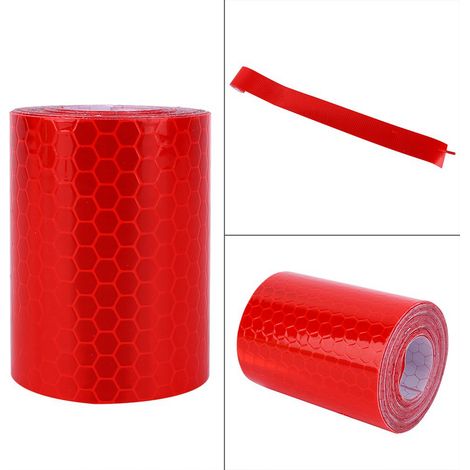 Schwarzweiß karierte Reflexfolie, Reflexband, reflektierendes Signalband, 5 cm x 3 m, rot. (1/5)