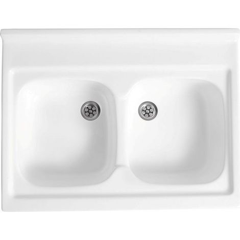 Évier de cuisine 60x80 cm 2 bacs + SIPHON OFFERT (1/3)