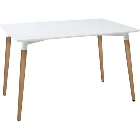 Table à Manger Design "Roka" 150cm Blanc & Naturel
