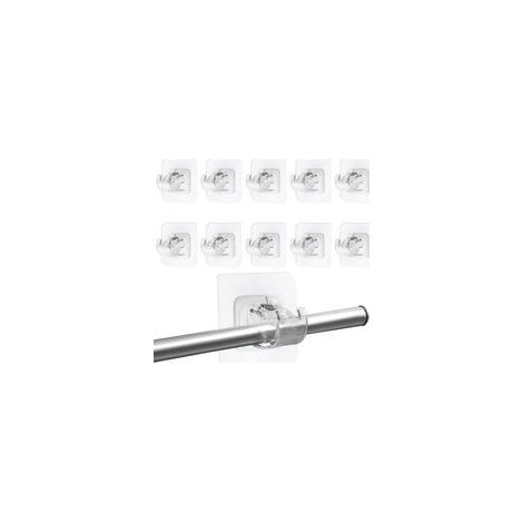 Lot de 16 supports tringle à rideaux sans perçage – Crochets autocollants transparents – Installation facile sur surfaces lisses (1/5)