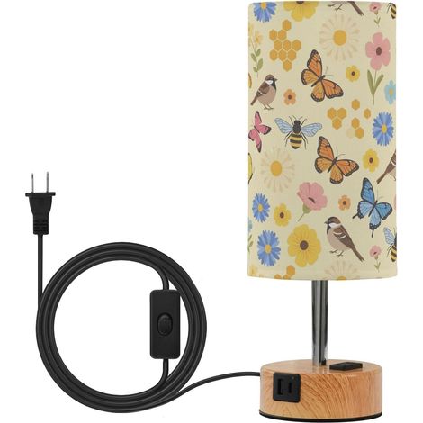 JUNZAN Lampes de table ferme avec abat-jour en tissu, motif (1/5)