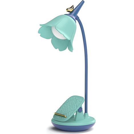 Lampe de bureau pour enfants, lampe de bureau LED à pince avec intensité variable et 3 températures de couleur, lampe de bureau rechargeable avec capteur tactile et bras flexible, lampe de chevet USB (1/5)