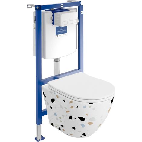 VILLEROY&BOCH WC Set mit Vorwandelement, Wand-WC und Spülknopf (1/5)